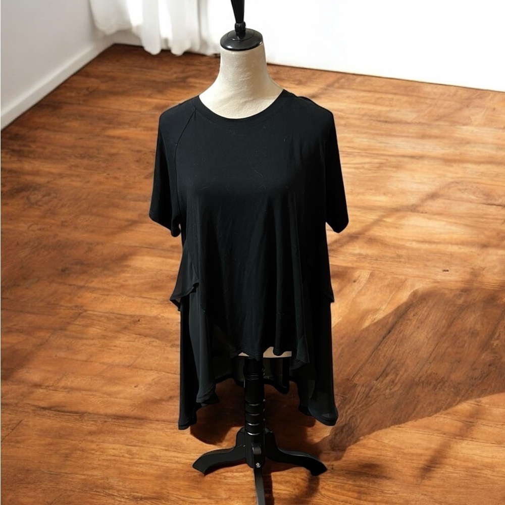 Patrizia Luca Black Relaxed Short Sleeve Tunic